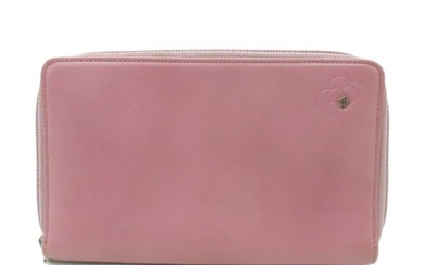 CHANEL CC SHW Zipped Long Wallet Calfskin Leather Pink