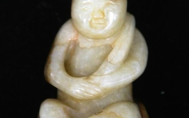 CHINESE CARVED JADE FIGURE OF BOY