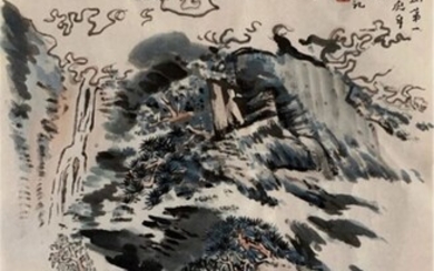 CHINESE INK LANDSCAPE PAINTING W CALLIGRAPHY