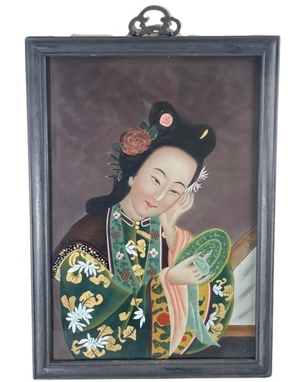 CHINESE REVERSE GLASS EXPORT PAINTING Portrait