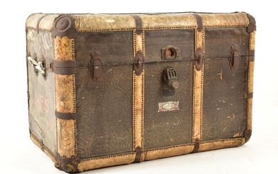 CROSS, LONDON - EARLY 20TH CENTURY LEATHER STEAMER TRUNK