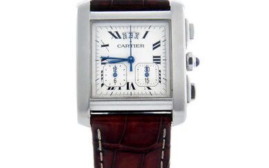 Cartier - a Tank Française chronograph wrist watch, 30mm.