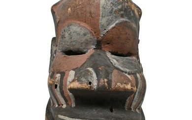 Carved Wood Painted African Mask.