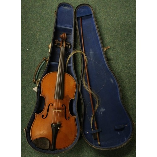 Cased violin with bow with internal label for Lutherie Artis...