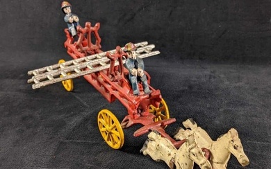 Cast Iron Firemen Carriage Toy Reproduction