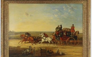 Charles Cooper Henderson (UK 1803-1877) "Salisbury Coach" oil on canvas painting