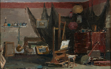 Charles Herbert Woodbury (American, 1864-1940) Studio Interior 10 x 12 in. (25.4 x 30.5 cm) framed 15 1/2 x 17 1/2 in.