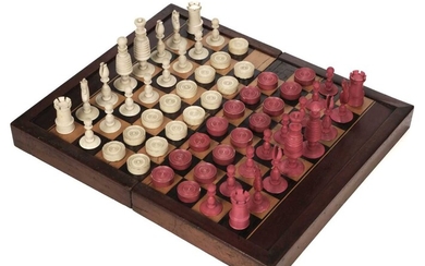 Chess. A 19th-century Calvert style ivory chess set