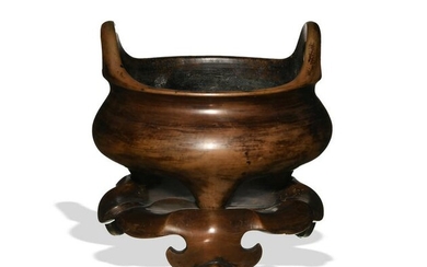 Chinese Bronze Censer with Original Stand, 19th Century