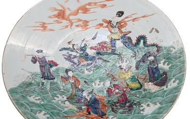 Chinese Famille Verte "Eight Immortals" Porcelain Charger