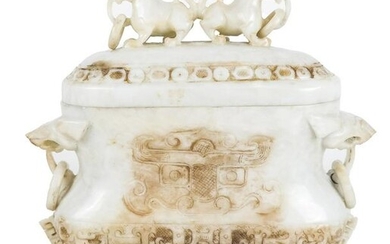 Chinese Jade or Hardstone Covered Vessel