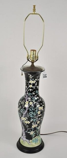 Chinese Porcelain Famille Verte Vase, now electrified