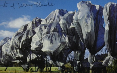 Christo & Jeanne Claude WRAPPED TREES stampa tipografica, cm 12x23 firma