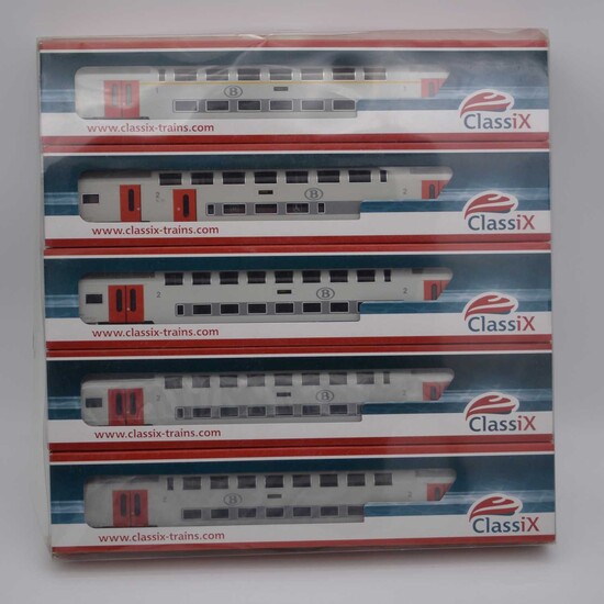Classix HO gauge model railways, a set of five bi-level passenger coaches, M6B 'Luxembourg'