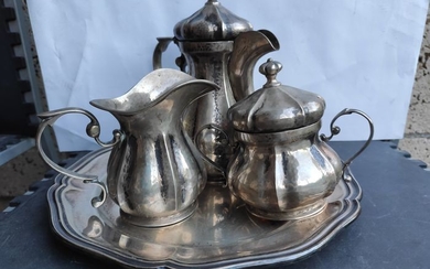 Coffee service (4) - .800 silver - Italy - Mid 20th century
