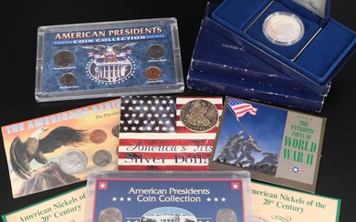 Collection of 2 Modern Commemorative Dollars and Six Mini Sets of U.S. Coins