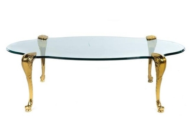 Contemporary Brass & Glass Cocktail Table