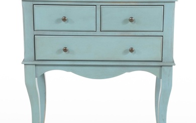 Contemporary Robin's-Egg-Blue-Painted Three-Drawer Side Table