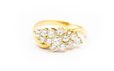 Contemporary Yellow Gold and Diamond Ring
