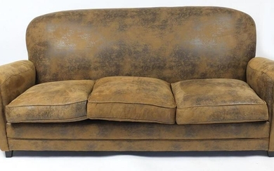 Contemporary three seater settee with brown faux