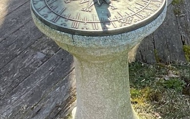 Copper Sundial on Stone Pedestal