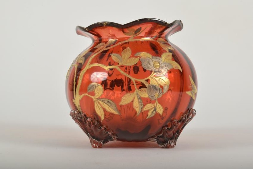 Cranberry Glass Footed Vase