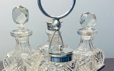 Cruet set (5) - Victorian silver plated cruet set - Crystal, Silver-plated