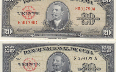 Cuba 20 Pesos 1958 & 1960 (2)