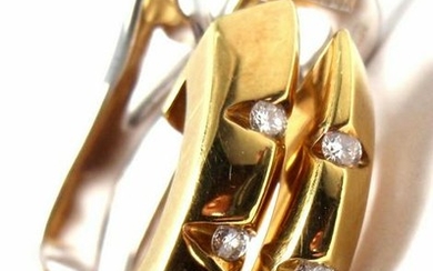 Damiani 18k Yellow & White Gold Diamond Hoop Earrings