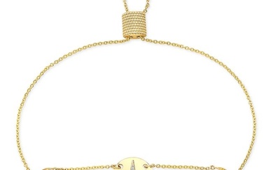 Diamond Polaris Oval Plate Bracelet With Crescent Links And Lariat Closure In 14k Yellow Gold
