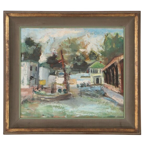 Double-Sided Oil Painting of Street Scenes
