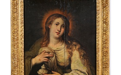ÉCOLE DU NORD du XVIIè. « Portrait de Marie-Madeleine ». Huile sur panneau (en 2...