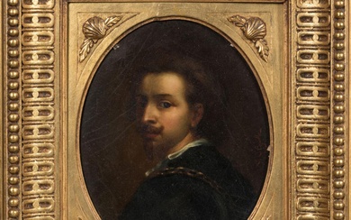 ECOLE ITALIENNE du XIXème siècle. Portraits de "Van Dyck" et "Rembrandt". Paire d'huiles sur carton...