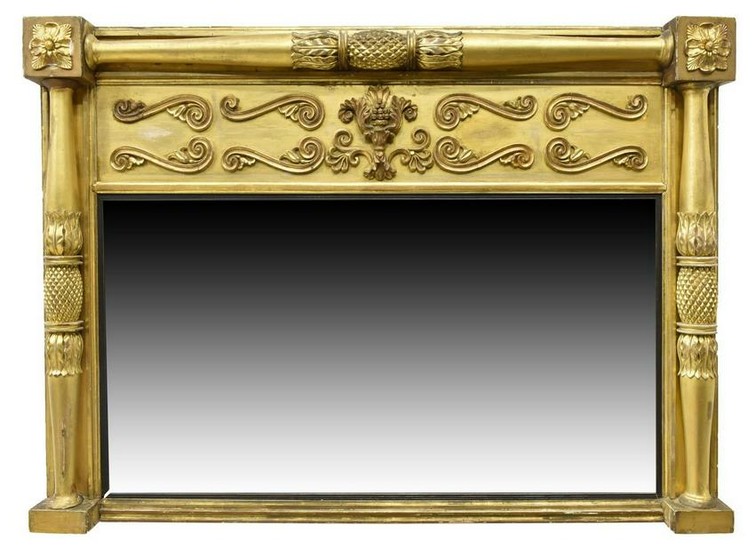 EMPIRE STYLE GILTWOOD OVER-MANTEL MIRROR
