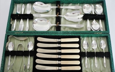 EPNS - Art Deco silver plated 6-person dessert cutlery in original case, ca. 1925 (27)