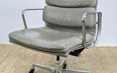 Eames Herman Miller Soft Pad Chair. Gray Leather Desk O