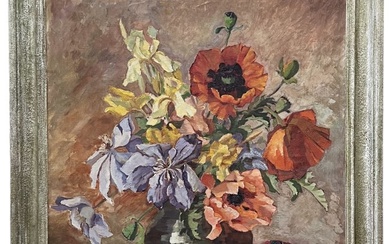 Early 20th Century German Still Life Of Flowers, Signed