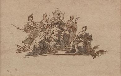Ecole Italienne du XVIIIème siècle Reine entourée de figures allégoriques...