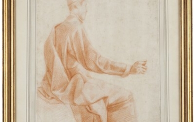 École européenne, 19e siècleUne figure masculine assise Sanguine sur papier (fautes)38x24 cm