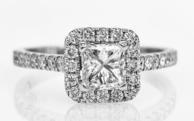 Engagement ring - 14 kt. White gold - 1.27 tw. Diamond (Natural) - Diamond