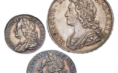 England, George II (1727–1760), Halfcrown 1739, DVODECIMO, S 3696, Shilling 1758, S...