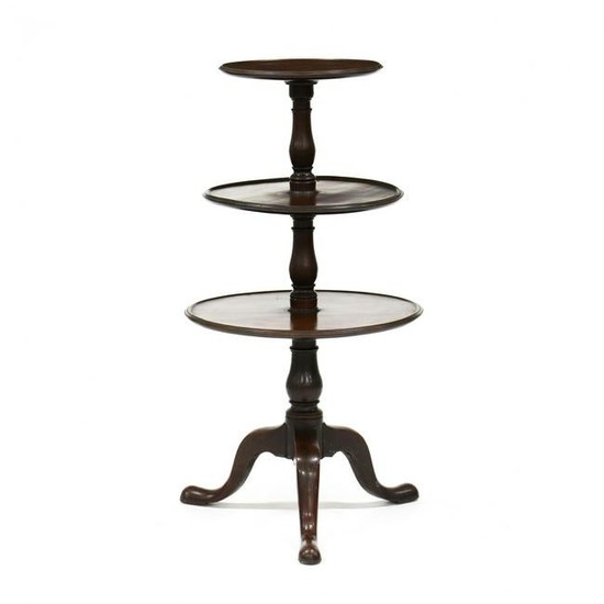 English Queen Anne Mahogany Three-Tiered Dish Top