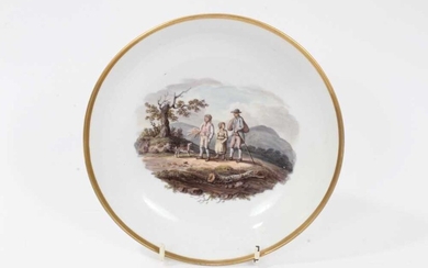 English porcelain saucer dish painted with drovers