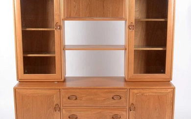 Ercol: an elm Windsor dresser/display unit.