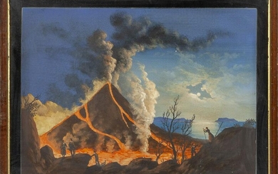 "Eruzione del Vesuvio" gouache cm. 39x29