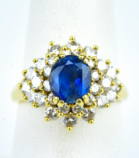 Estate 18k Diamond and Sapphire Cocktail Ring