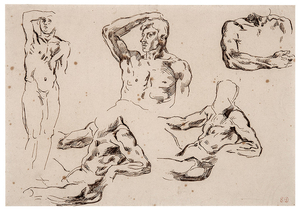 Eug�ne Delacroix - Eugene Delacroix: Study of Male Nudes