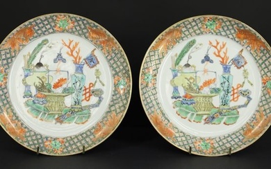 Ex-Christie's Pair of Chinese Famille Rose Plates.