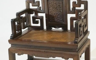 Exceptional Antique Chinese Qing Period Carved Hardwood Chair