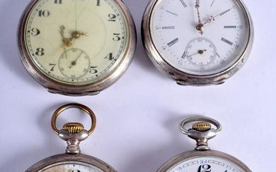 FOUR ANTIQUE SILVER WATCHES. (4)